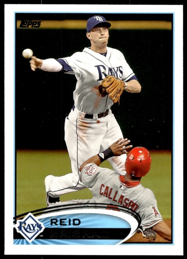 Reid Brignac 2012 Topps Baseball Card #598, showcasing infield action and team uniform.