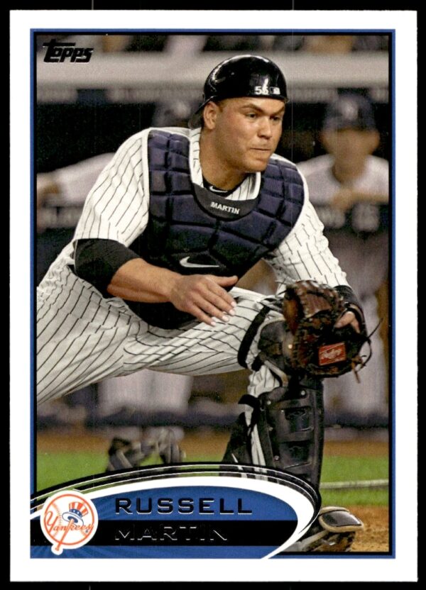 Russell Martin 2012 Topps Card #237, Yankees Catcher, in Action Pose.