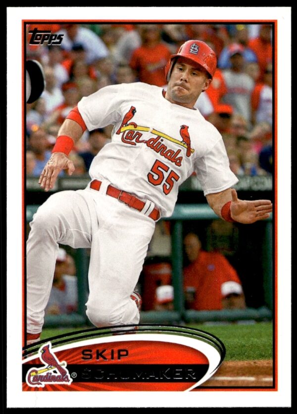 Skip Schumaker Baseball Card: 2012 Topps #93, St. Louis Cardinals Action Shot