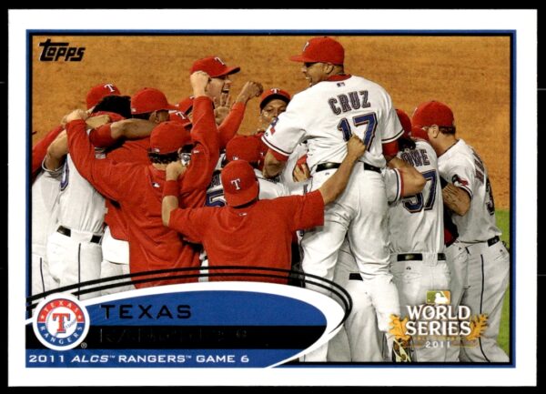 Texas Rangers 2012 Topps Baseball Card #217, featuring action shot and team logo.