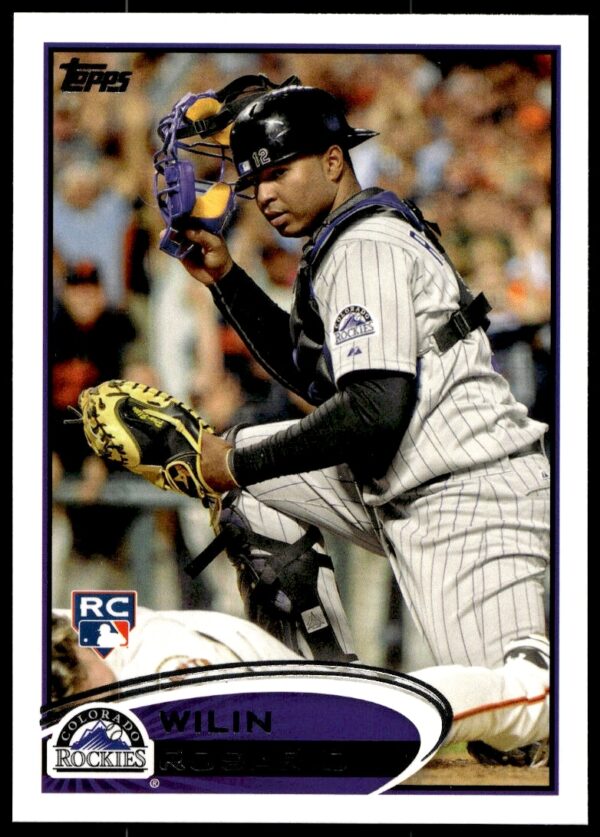 Front of 2012 Topps Wilin Rosario baseball card #184 in Colorado Rockies uniform.