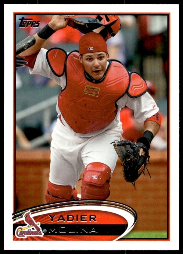 Yadier Molina 2012 Topps Card #174, St. Louis Cardinals Catcher, Action Pose.