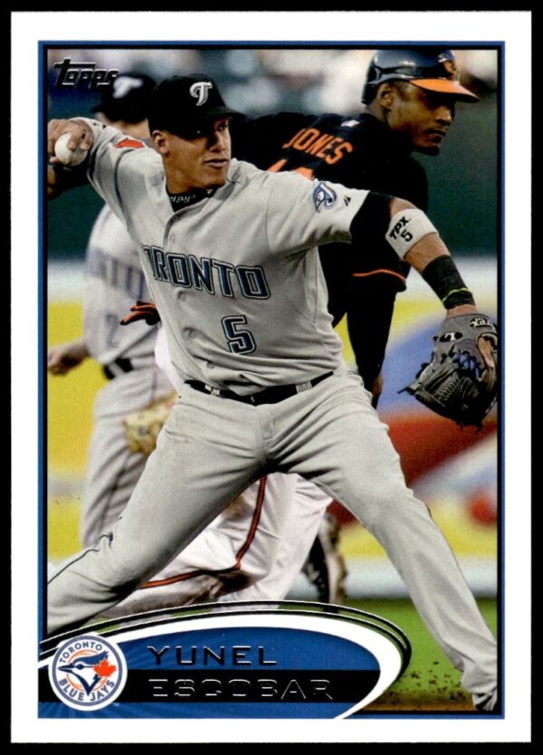 Yunel Escobar 2012 Topps baseball card featuring an action shot, card number 229.