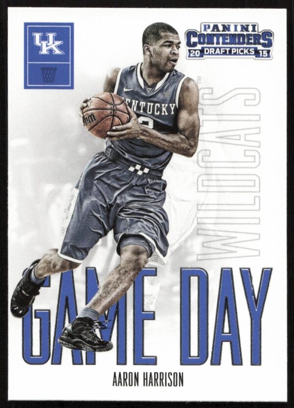 Panini Contenders 2015-16 Aaron Harrison Game Day Card #1 featuring college action shot.