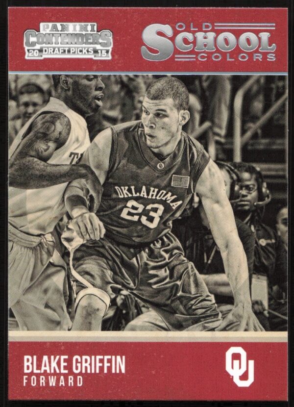 Blake Griffin 2015-16 Panini Contenders Old School Colors Card, highlighting collegiate era skills.