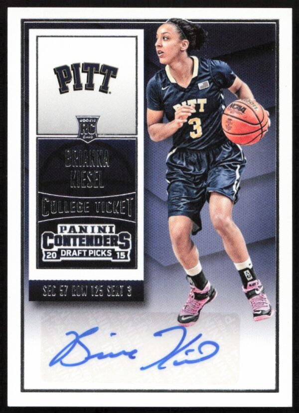 Autographed Brianna Kiesel 2015-16 Panini Contenders Draft Ticket Card #177.