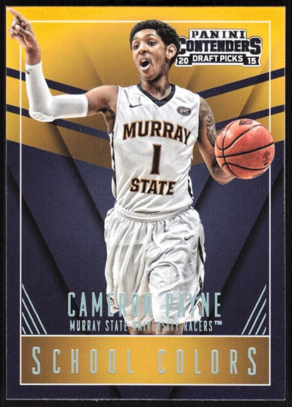 Cameron Payne 2015-16 Panini School Colors Card #7 featuring college basketball highlights.