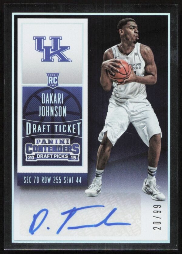 Autographed Dakari Johnson rookie card, 2015-16 Panini Draft Ticket, limited edition #113/99.