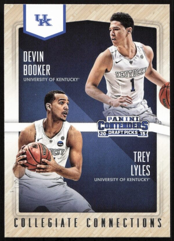 Panini card featuring Devin Booker and Trey Lyles’ collegiate basketball connection, 2015-16 edition.