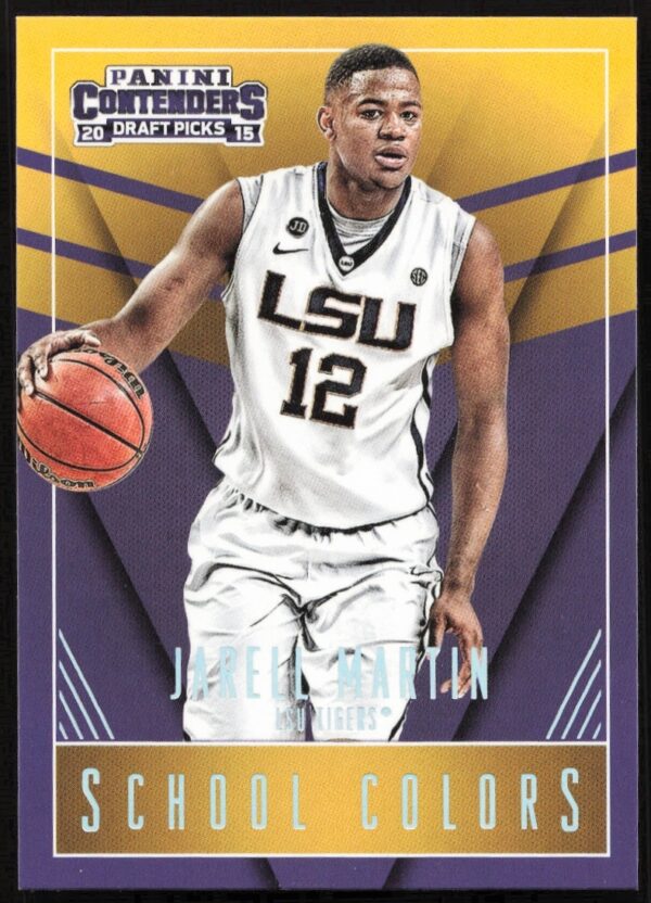 Jarell Martin 2015-16 Panini Contenders School Colors basketball card #19, college uniform front view.