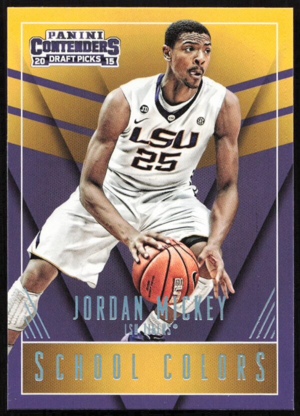 Jordan Mickey School Colors basketball card, 2015-16 Panini Contenders Draft Picks, card #20.