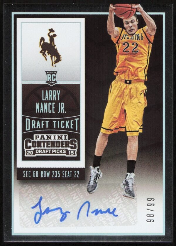 Autographed 2015-16 Larry Nance Jr. Draft Ticket Card, Panini Contenders, #3 of 99.