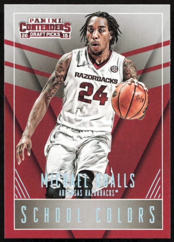 Michael Qualls 2015-16 Panini Contenders card, School Colors #29, dynamic team colors.