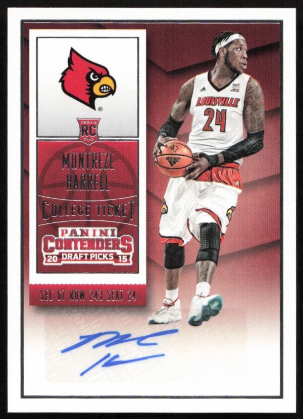Montrezl Harrell 2015-16 Panini rookie card #130 with autograph, NBA collectible.