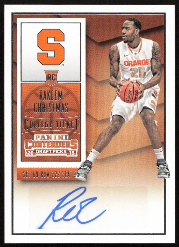 Rakeem Christmas 2015-16 Panini Draft Picks Autograph Card #136 Collectible Front View