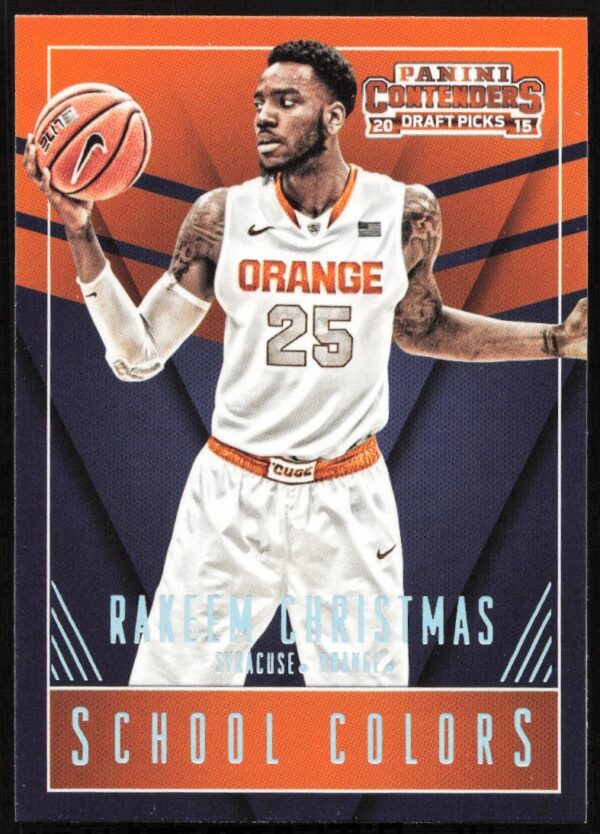 Rakeem Christmas 2015-16 Panini School Colors Card #36, highlighting college team colors and logo.