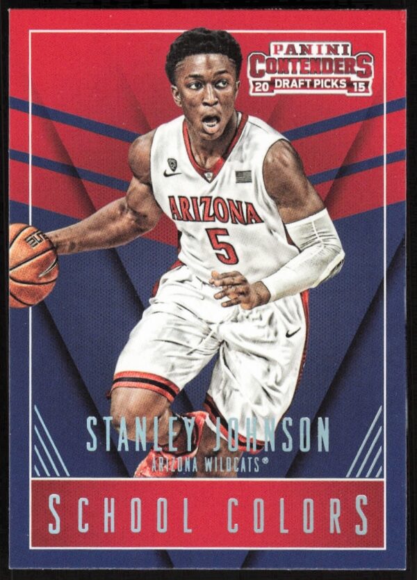 Front view of Stanley Johnson school colors card #42 from 2015-16 Panini Contenders.