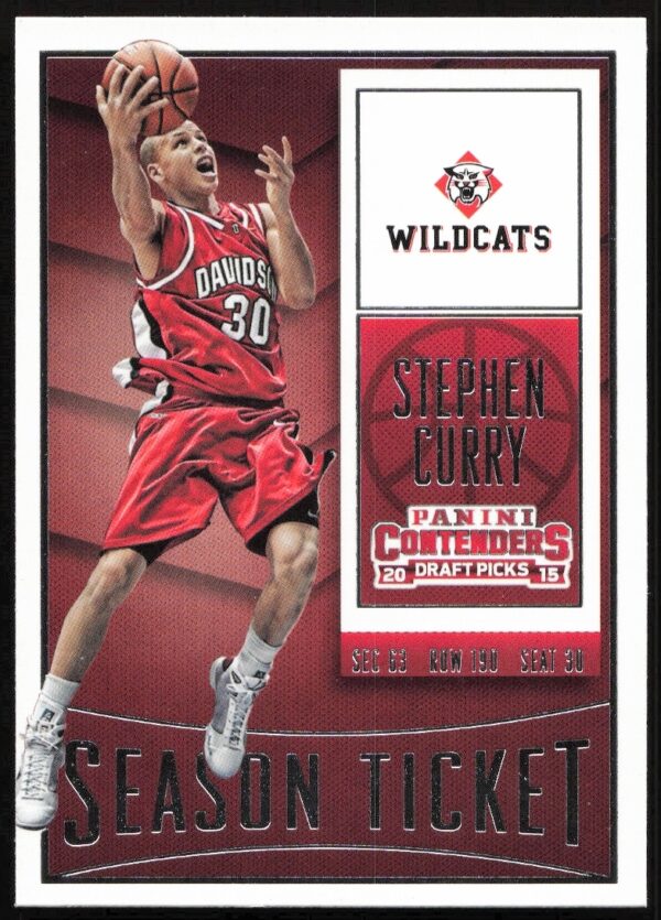 Stephen Curry 2015-16 Panini Contenders Card #87 Front Image with Dribbling Action.