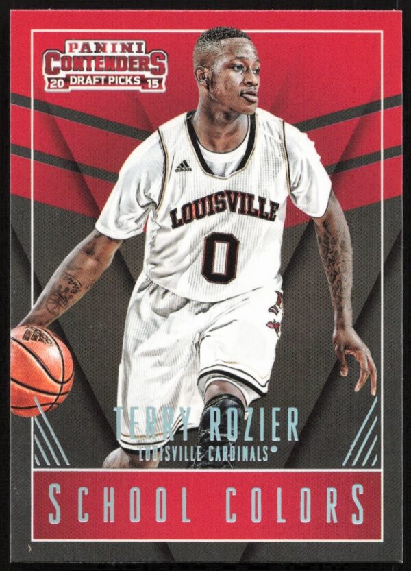 Terry Rozier 2015-16 Panini School Colors Card #44 in college basketball jersey.