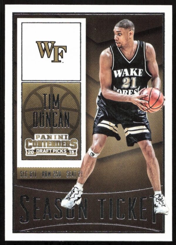 Tim Duncan 2015-16 card #89, Panini Contenders, San Antonio Spurs NBA legend.