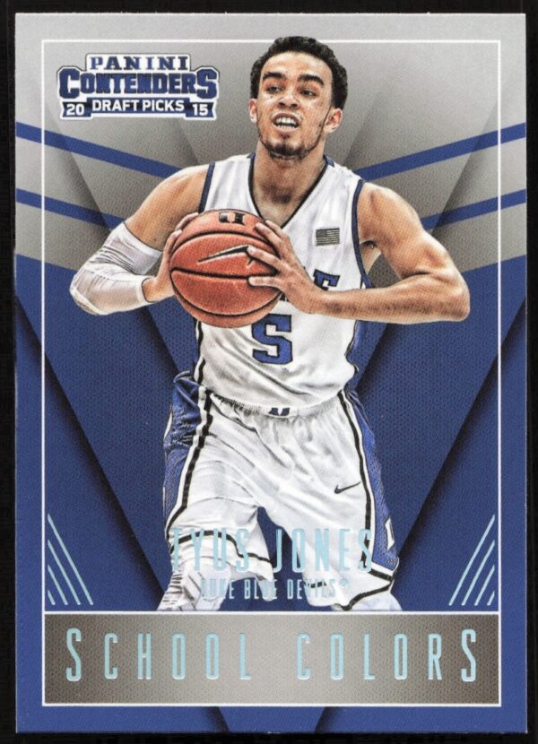 Tyus Jones 2015-16 Panini School Colors Duke Jersey Card #48 Front