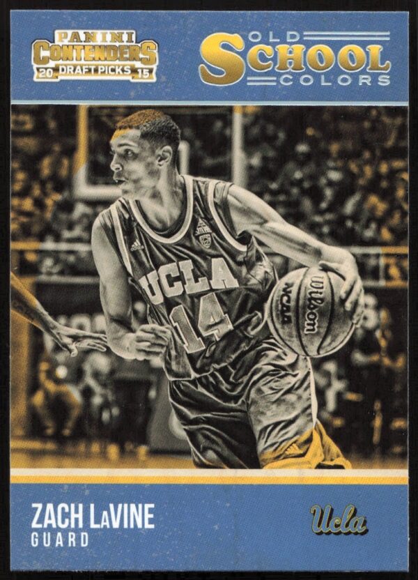 Zach LaVine Old School Colors 2015-16 basketball card featuring dynamic action shot.