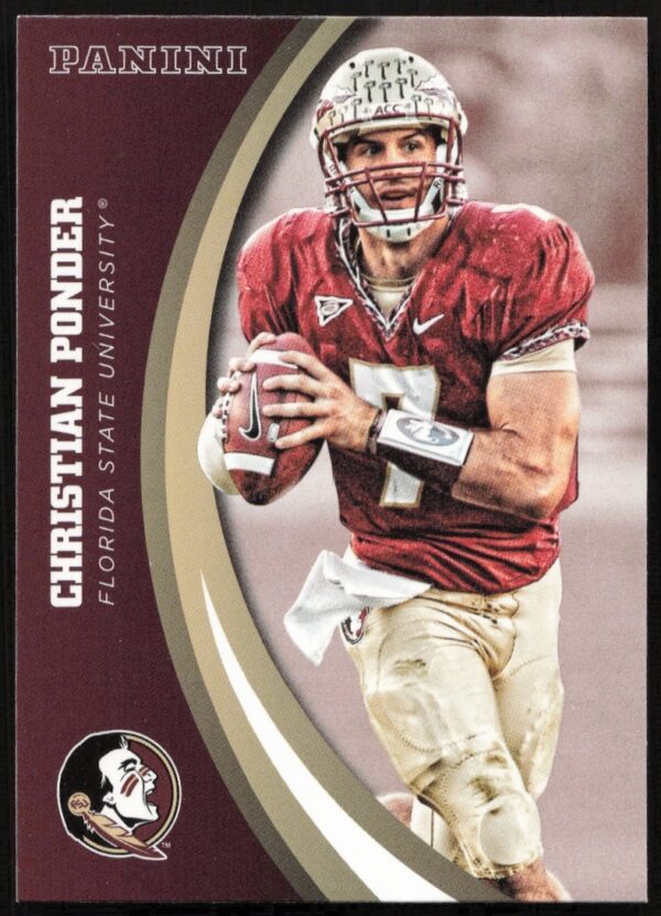 2015 Panini card featuring Christian Ponder, Florida State quarterback, #13 jersey.