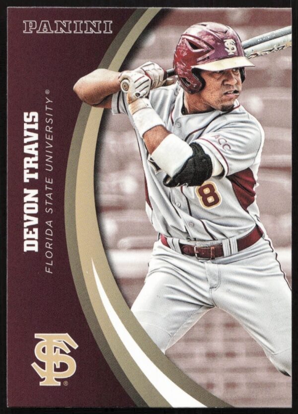 Devon Travis 2015 Panini Card #66, Florida State Seminoles Baseball, Dynamic Action Pose
