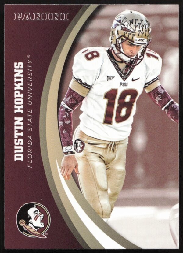 2015 Panini card of Dustin Hopkins, Florida State Seminoles kicker, numbered 20.