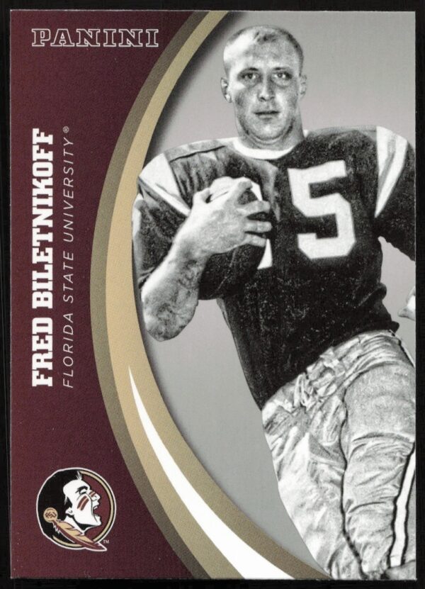 Fred Biletnikoff 2015 Panini Seminoles Card #25 Front View Football Legend Portrait.