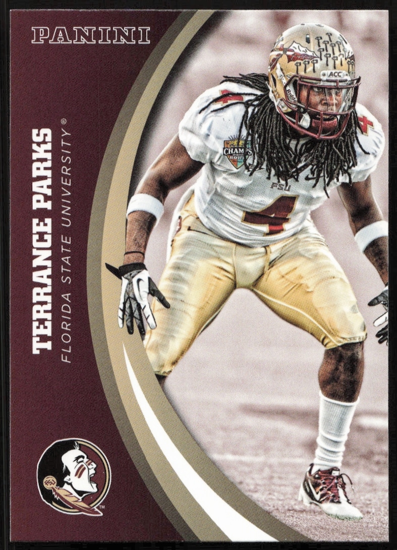 2015 FSU Seminoles Terrance Parks trading card showcasing athleticism in game action.
