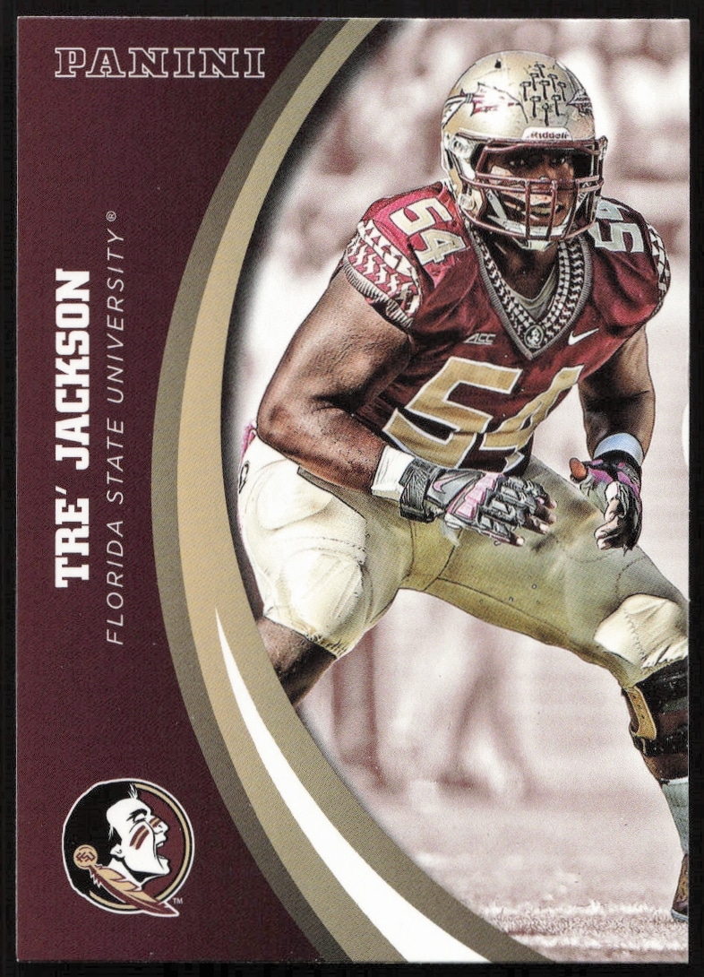 Front view of 2015 Panini Trading Card featuring Tre Jackson in Florida State uniform.