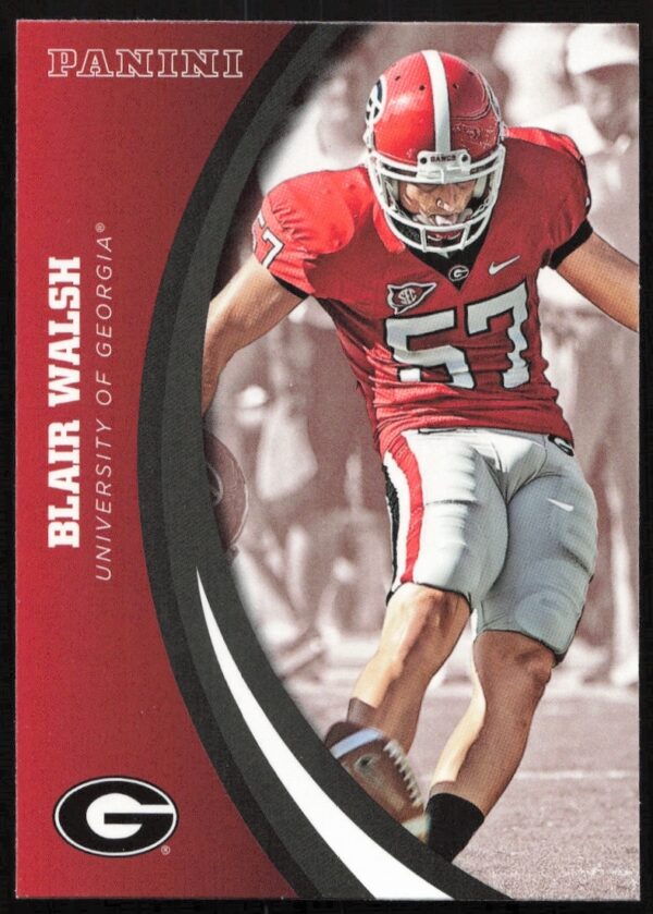 Blair Walsh 2015 Georgia Bulldogs Panini Card #12, featuring his iconic collegiate kicking image.