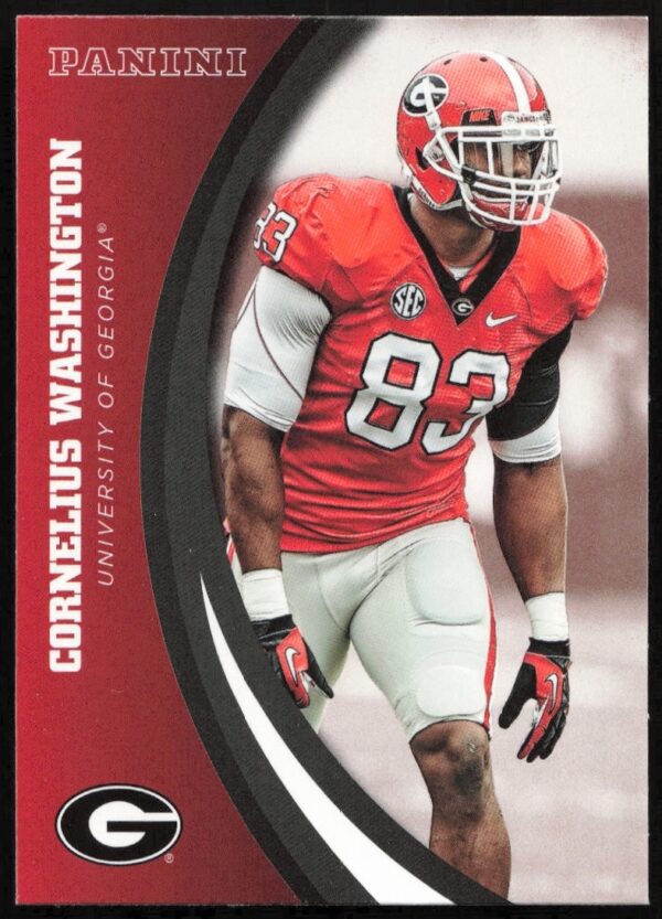 Front of 2015 Panini card featuring Georgia Bulldogs Cornelius Washington, player number 20.