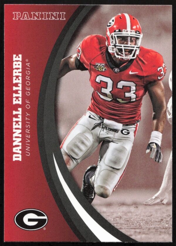 2015 Panini card featuring Dannell Ellerbe, Georgia Bulldogs, number 22, vibrant team design.