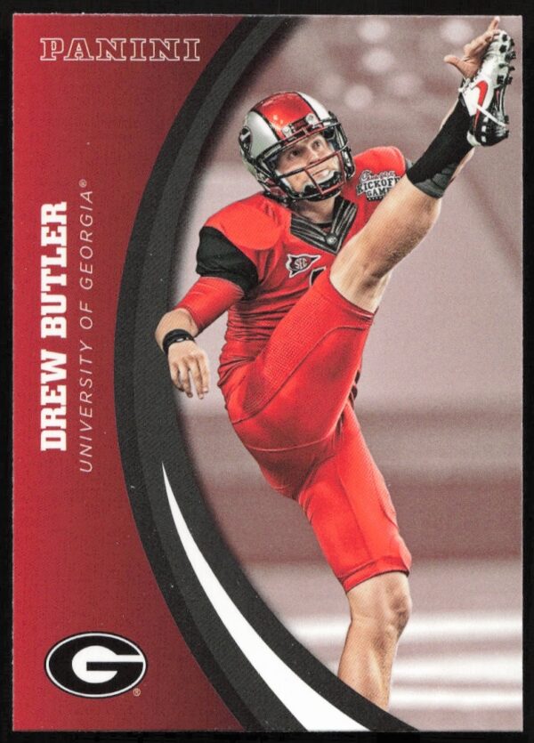 Front of 2015 Panini card featuring Drew Butter, Georgia Bulldogs, card #25, in action.