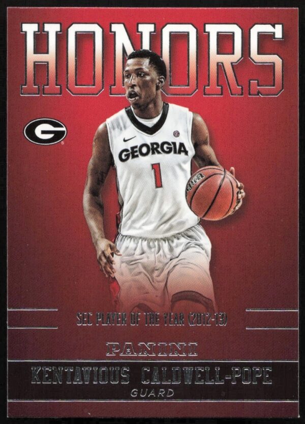 Kentavious Caldwell-Pope 2015 Georgia Bulldogs Honors trading card featuring his achievements.