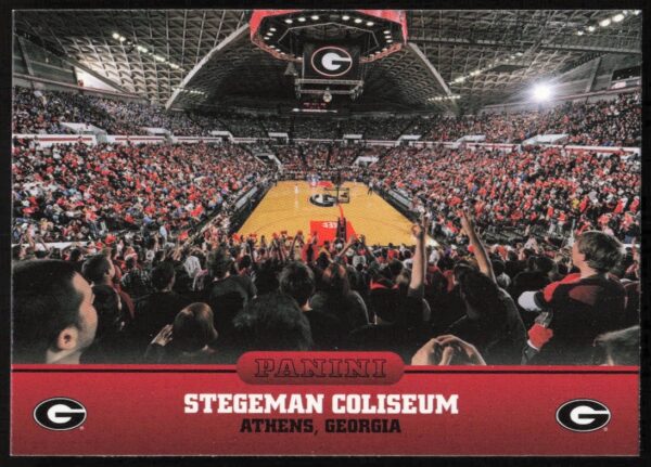 2015 Georgia Bulldogs card featuring Stegeman Coliseum by Panini, card #7 front view.