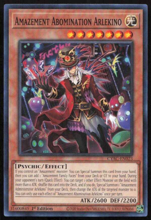 Yu-Gi-Oh! Cyberstorm Access 2020 Arlekino Card, 1st Edition, Front View.