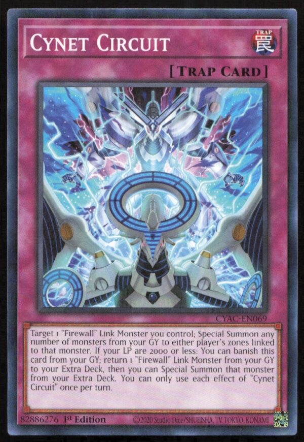 Front of 2020 Yu-Gi-Oh! Cyberstorm Access 1st Edition Cynet Circuit Card #CYAC-EN069.