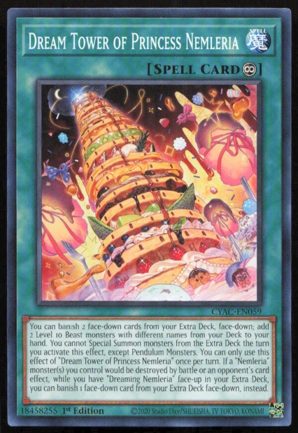 Yu-Gi-Oh! Dream Tower of Princess Nemleeria card, Cyberstorm Access 2020 edition, front view.