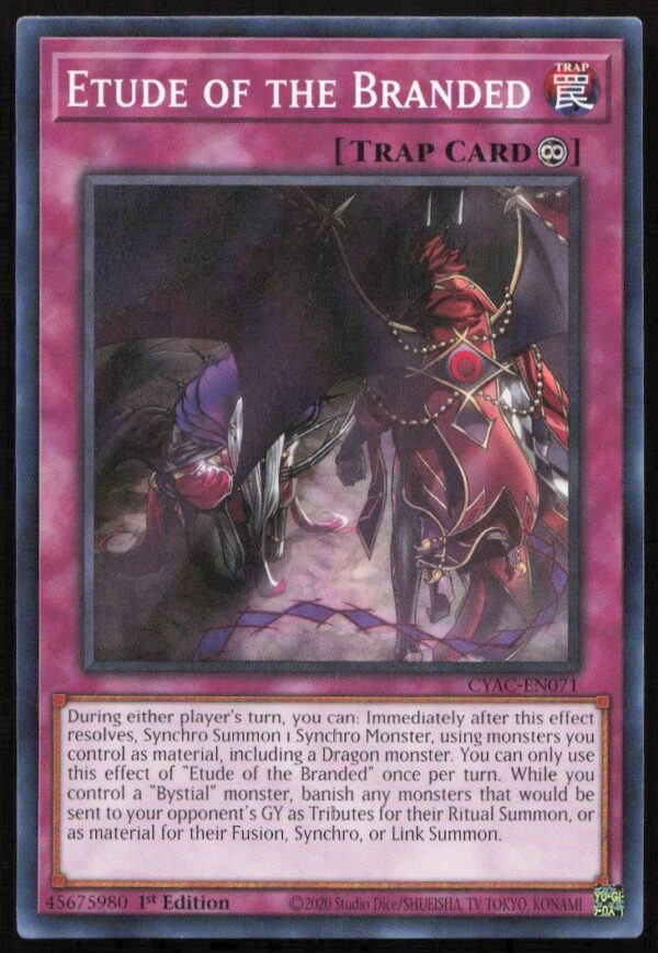 Yu-Gi-Oh! 2020 Cyberstorm Access card Etude of the Branded #CYAC-EN071 displayed.