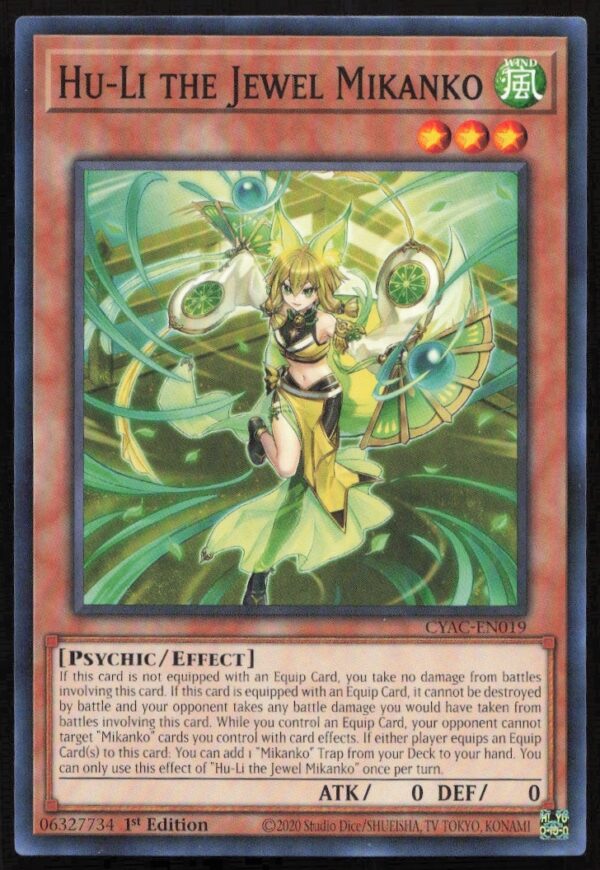 2020 Yu-Gi-Oh! Huli The Jewel Mikanko Card, 1st Edition Cyberstorm Access #CYAC-EN019.