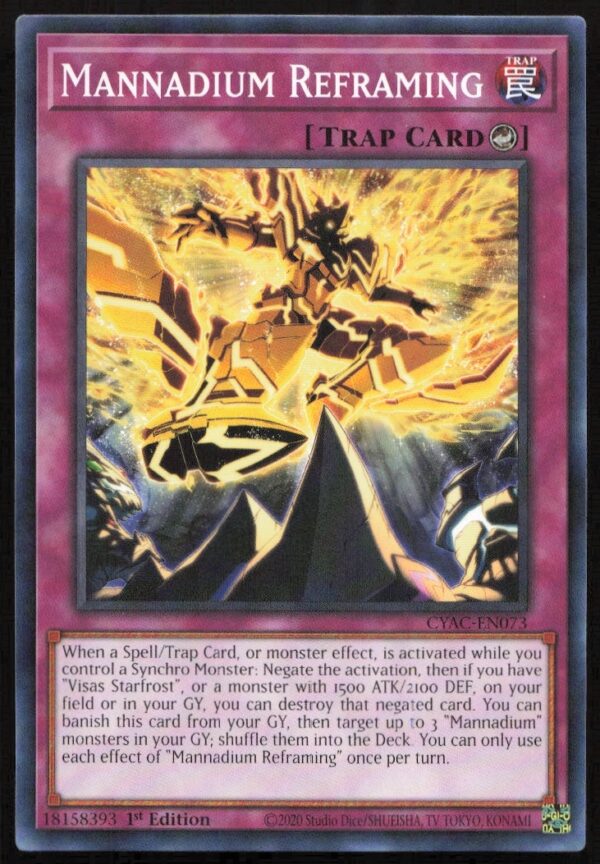 2020 Yu-Gi-Oh! Mannadium Imaginings Card from Cyberstorm Access Series, First Edition Front View.