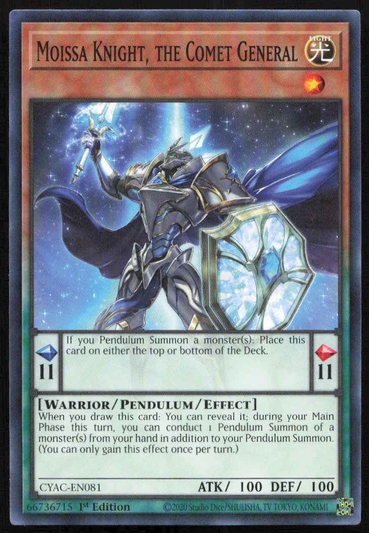 Moissa Knight the Comet General Yu-Gi-Oh! 2020 Cyberstorm Access Card Front.