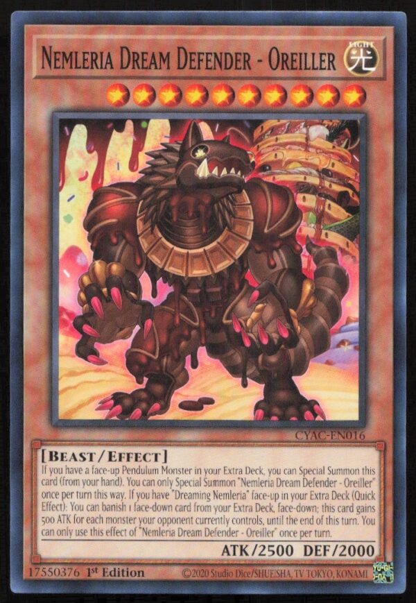 Yu-Gi-Oh! 2020 Nemleria Dream Defended Oreiller Card, Cyberstorm Access 1st Edition.