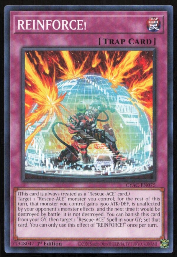 Yu-Gi-Oh! Cyberstorm Access Reinforce! 1st Edition Card CYAC-EN075 Front Image.