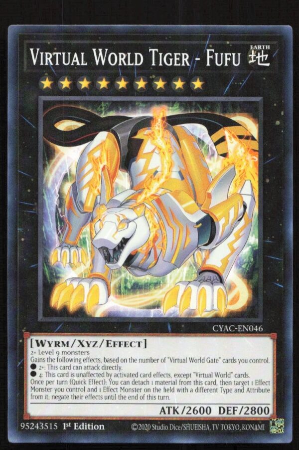 Yu-Gi-Oh! Cyberstorms 2020 Virtual World Tiger Fufu card, 1st Edition, #CYAC-EN046.