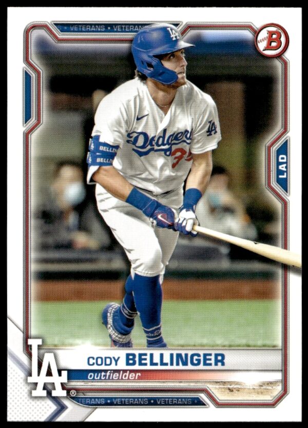 Cody Bellinger 2021 Bowman Baseball Card #80 Front in Dodgers Uniform