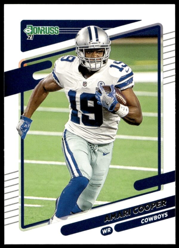 Amari Cooper 2021 Donruss Football Card #189 featuring Dallas Cowboys action shot.
